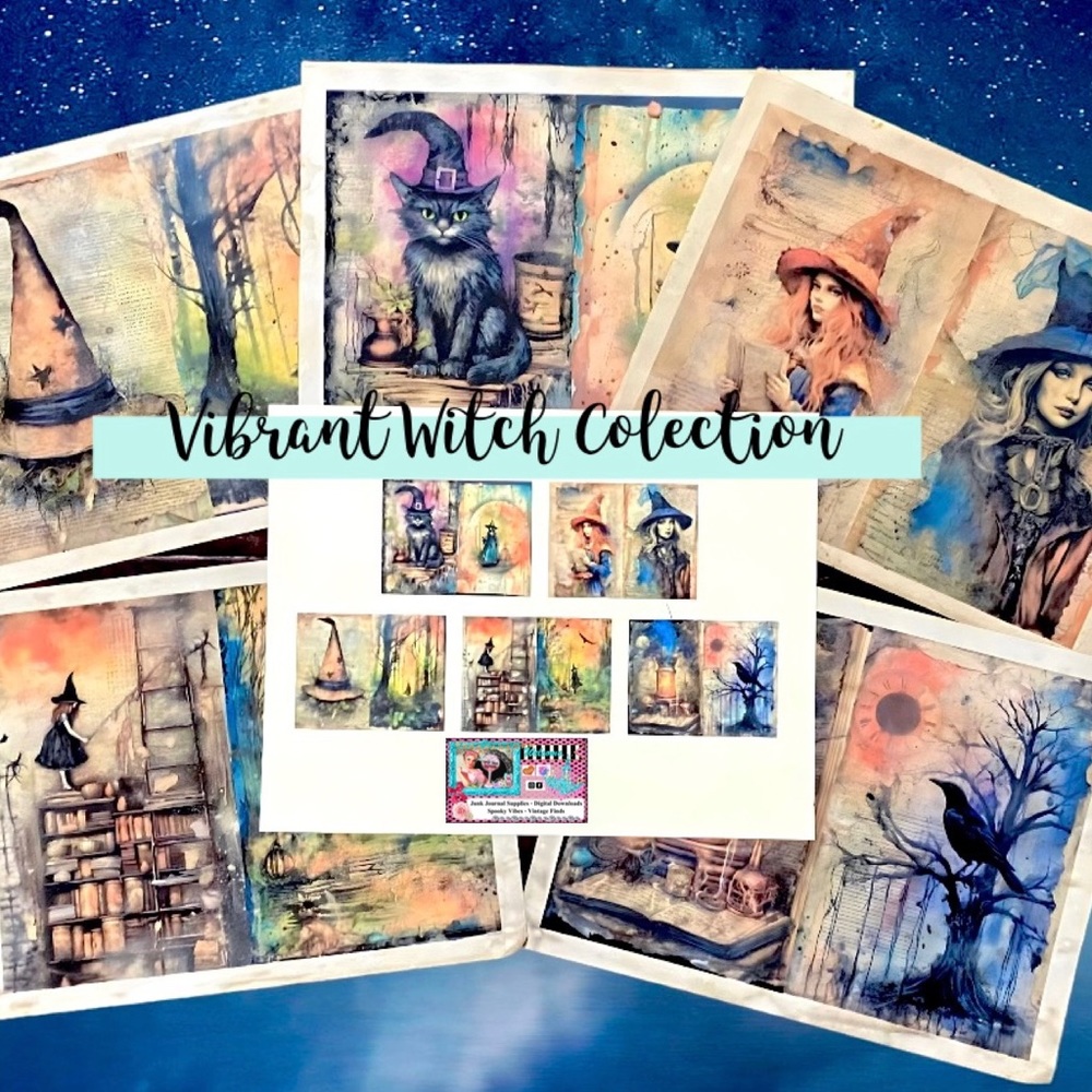 Vibrant Witch Collection Grimoire or Junk Journal Pages